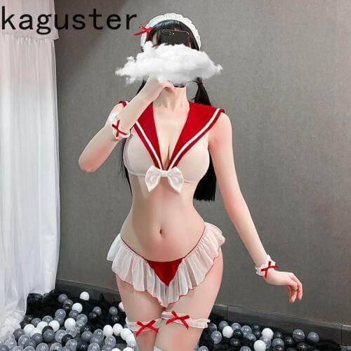 Hot 3Colors Sexy Costumes School Girls Cosplay Exotic Apparel For Women Short Sleeves Adorable Swimsuit With Rosette