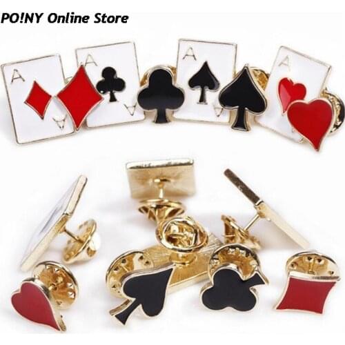 2021 New Playing Cards Metal Poker Set Spade Club Pins Enamel Brooch Jewelry Brooches For Women Lapel Pin Men Accessories