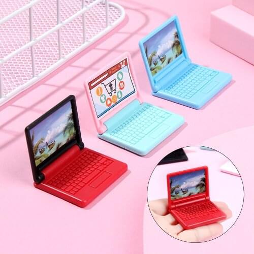 1Pcs Simulation Miniature Tablet Computer Mini Laptop Model Collapsible Office Computer Model Dollhouse Decoration Accessories