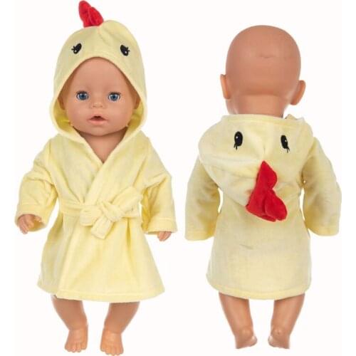 Cartoon Fur Bathrobe For 17 Inch New Born Baby Doll Clothes Rabbit Dinosaur Nightgown Dolls Bathing Wear