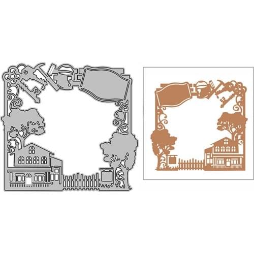 New DIY Villa House Tree Scene Frame Craft Embossing 2021 Metal Cutting Dies for Card Making and Scrapbooking Decor No Stamp Set