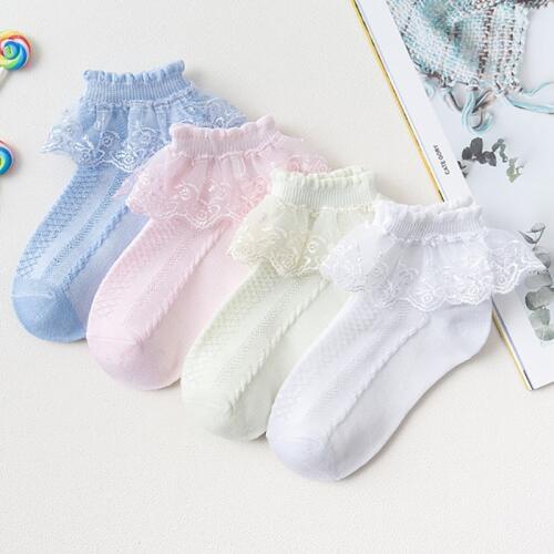 USHINE Yellow White Pink Vintage Lace Ruffle Frilly Ankle Socks Princess Yoga Girls Ballet latin dance socks kids socken