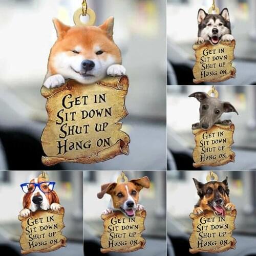 Novelty Car Pendant Cute Dogs Rearview Mirror Charm Decoration Cartoon Hanging Ornaments Car Interior Decoration Pendants