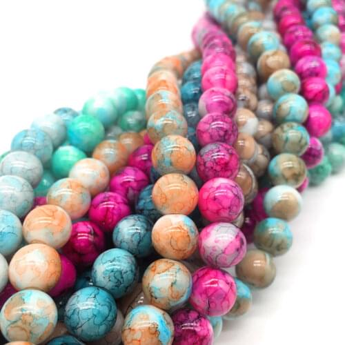 NEW 6/8/10mm Double color Round Chic Glass Loose Spacer Painted Pearl Charm Beads DIY Jewellery Making Accessories #11