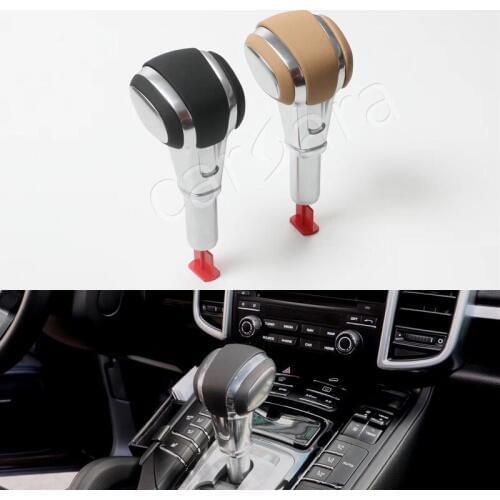 Original leather OEM Gear shift knob for Porsch e Cayenne 2011 to 2017 with Aluminum alloy black beige color