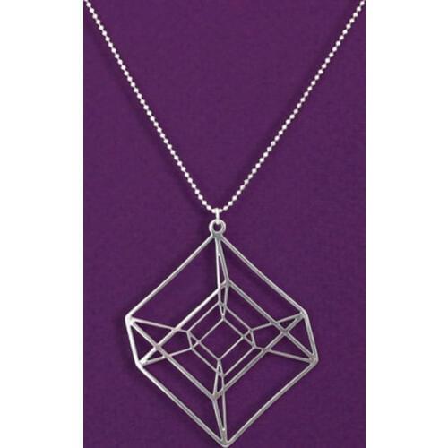 Hypercube Sacred Geometric necklace Tesseract Geometry necklace 4D cube necklace