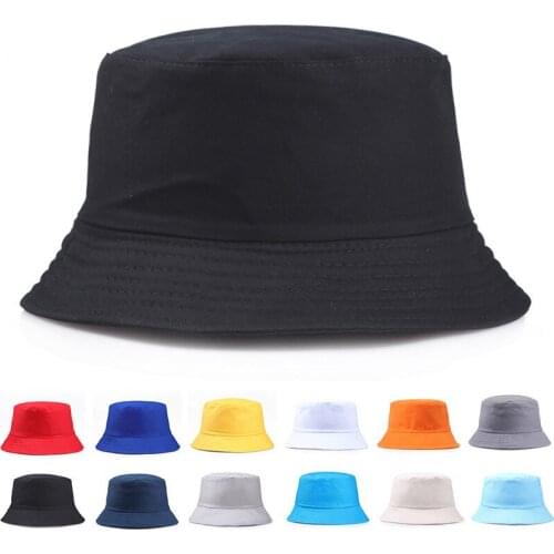Solid Color Adult Summer Foldable Bucket Hat Beach UV Protection Round Hip Hop Wide Brim Top Sunscreen Fisherman Cap