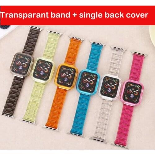 Transparant plastic wristband with single case for iwatch se 6 5 4 40mm 44mm Strap For Apple Watch band series 3 2 1 Bracelet
