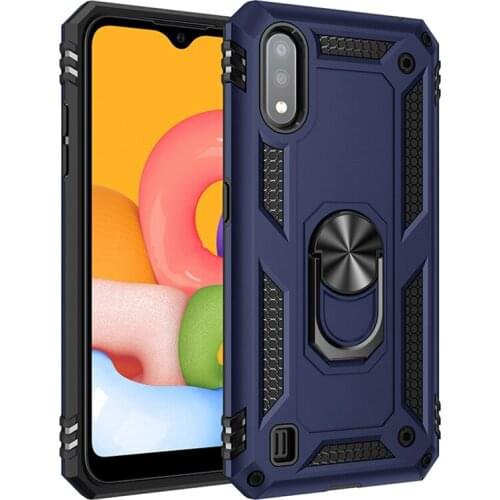 Luxury Phone Case For Samsung A01 Armor Silicone Bumper Protective Cover For Samsung Galaxy A01 SM-A015F 2020 Metal Ring Holder