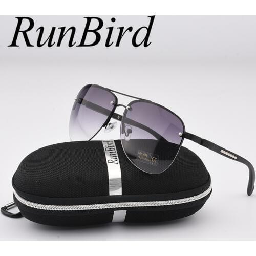 RunBird Fashion Sunglasses Women Popular Brand Design Semi-Rimle Luxury Men Classic Sun Glasses With Original Case R045