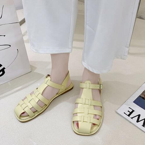 2021 Sandals For Women Real Leather Shoes Summer Sandals Strap Hollow Out Beach Sandals Cool Ladies Footwear Size 34-40