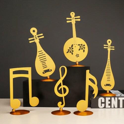 Modern Golden Music Note Home Decoration Desktop Ornament Metal Musical Instrument Figurines Creative Living Room Decor