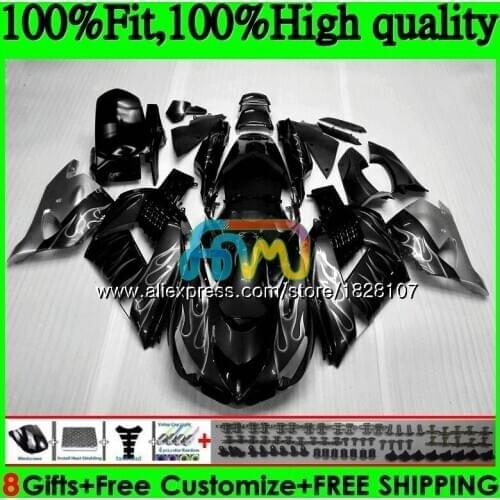 Injection For KAWASAKI ZX 14R ZX14R 06 07 08 09 10 11 21BS.117 ZZR1400 Silver black ZX-14R 2006 2007 2008 2009 2010 2011 Fairing