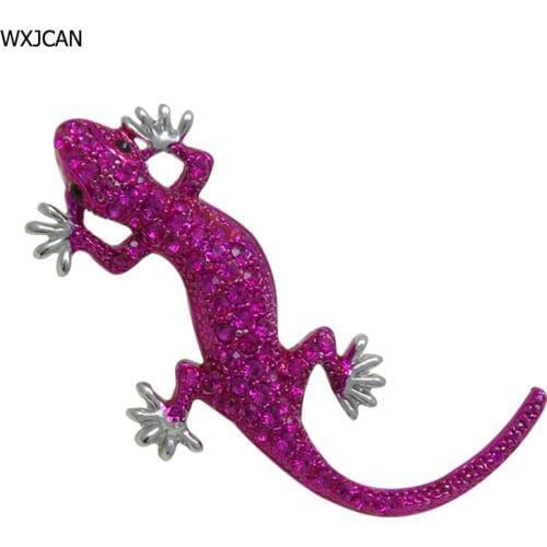 WXJCAN 5 styles vivid lizard chameleon brooch pendant All body rhinestone animal brooch pin pins and brooches Size 60mm*40mm