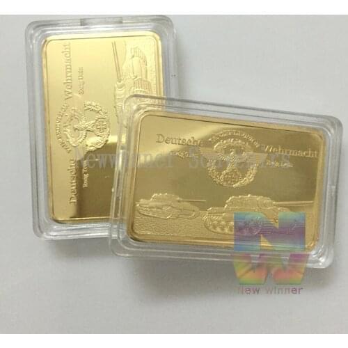 Germany Eagle Cross Gold Plated Challenge Replica Bullion Bars Commemorative Coin 1 OZ 999 Gold Plated Souvenir Coin Gifts