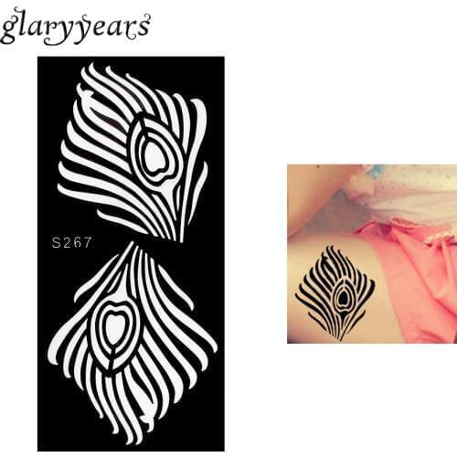 1 Piece Hollow Henna Tattoo Stencil Line Heart Henna Paste Drawing Women Leg Body Art Makeup Painting Airbrush 9.5 * 18.5cm S267