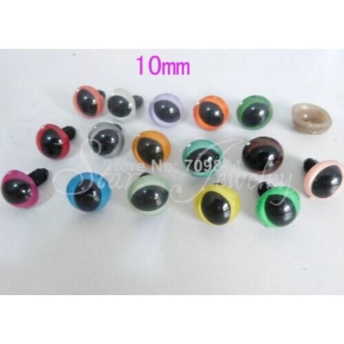 100pcs/box 10mm/12/13/14mm you can choose mixed color toy safety cat eyes with soft washer +brown washer