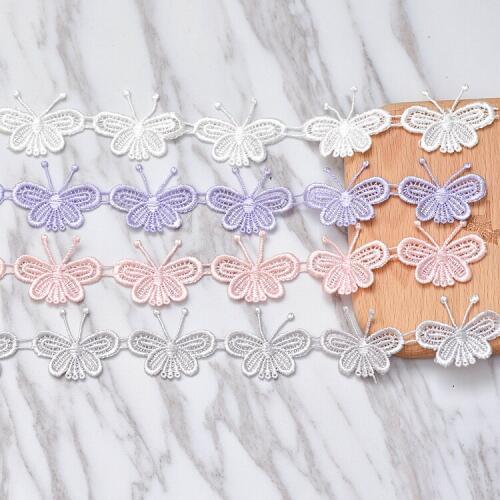 5Yard/Lot Water soluble butterfly flowers lace trim accessories lace fabric bridal jewelry garment shoes hats diy material