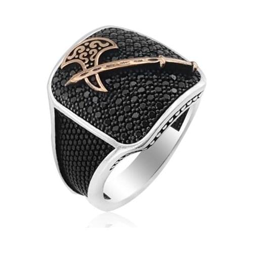 925 Silver Ottoman Sword Rings Resurrection Ertugrul Ring for Men