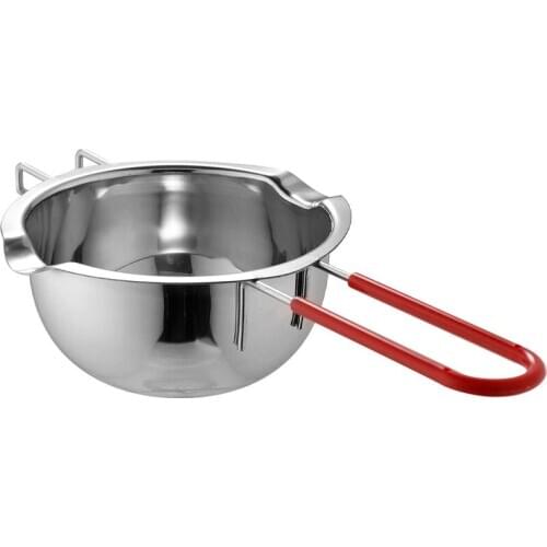 Promotion! Stainless Steel Universal Anti-Scald Handle Hot Pot Melted Butter Chocolate Cheese Caramel, 400Ml (Silver)