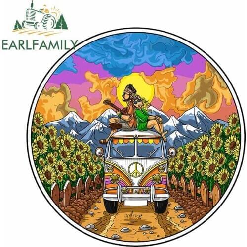 EARLFAMILY 13cm x 12.8cm For Hippie Van Cartoon Car Stickers Fashion Decal DIY Occlusion Scratch Vinyl Material Decoration