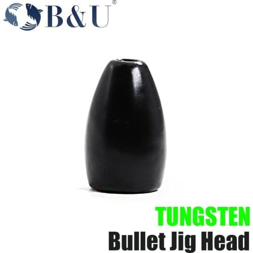 B&U Tungsten Bullet Jig Head Deep Water Weight Soft Lure Baits For Fishing Tackle fishing accessories