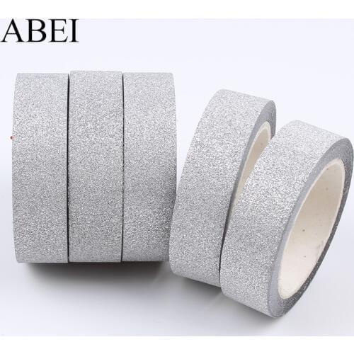 1.5cm 10yards/roll Glitter Silver Handmade Tape DIY Cards Making Scrapbooking Wedding Candy Box Decoration Embellishment