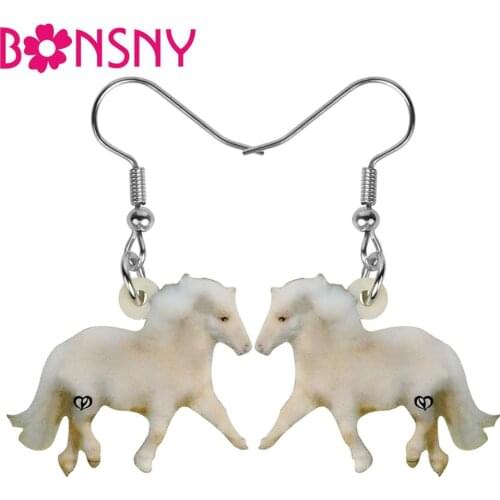 Bonsny Acrylic Lovely Horse Earrings Big Sweet Animal Dangle Drop Jewelry For Women Teens Kids Fashion Gift Charms Accessories