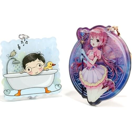 Free sample VOGRACE 3D cartoon custom keychain acrylic plastic double side printing clear anime key chain for gift