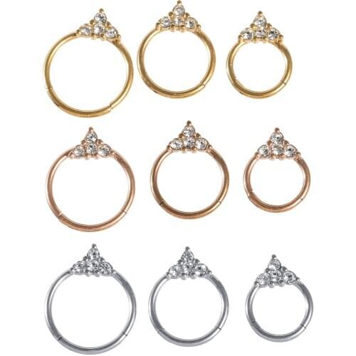 Zircon Hoop Nose Ring Segment Fashion Body Piercing Jewelry Hinged Septum Clicker Lip Ear Cartilage Helix