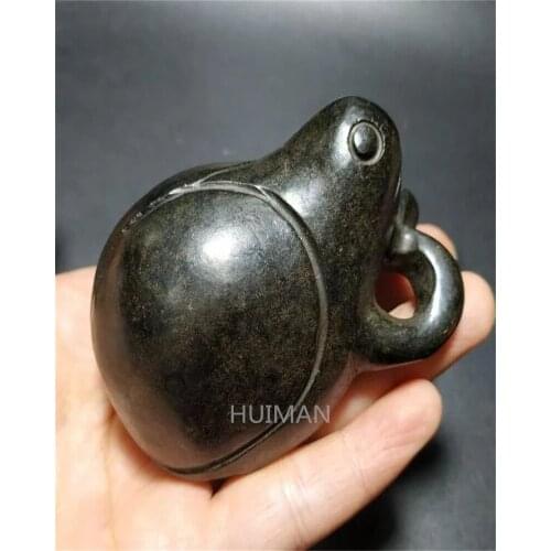 Hongshan Culture Antique Jade Black Iron Meteorite Beetle Statue