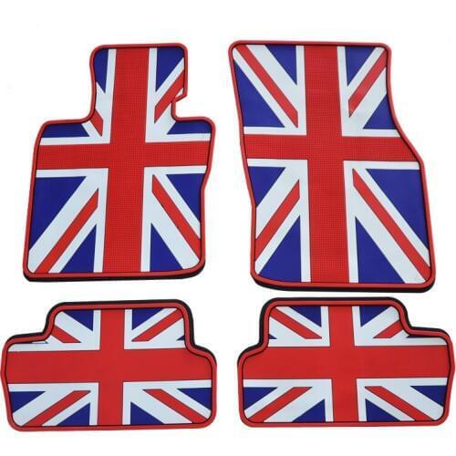 Union Jack Rubber Car Floor Mats+ Trunk Mats Set for F56 Mini Cooper