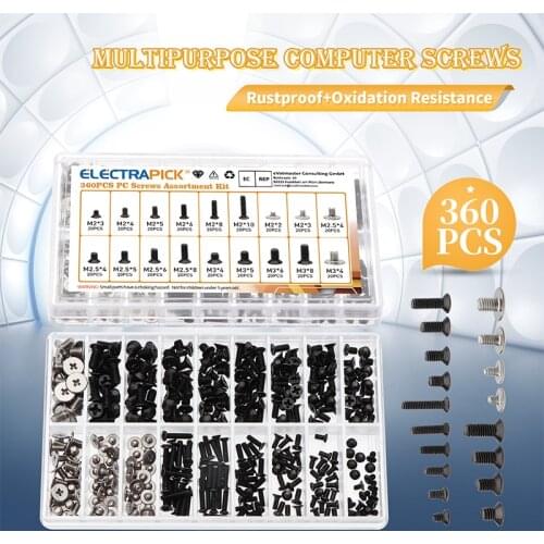 300/360Pcs M2 M2.5 M3 KM Screw Flat Head Phillips Screws Laptop Notebook Screws Set Kit For Computer Notebook Small Screw Kit