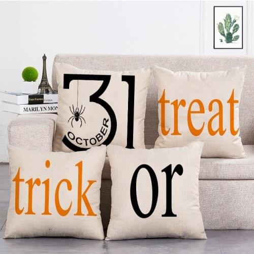 Halloween treat or trick Printed Cushion Cover Linen Throw Pillow Car Home Decoration Decorative Pillowcase T479