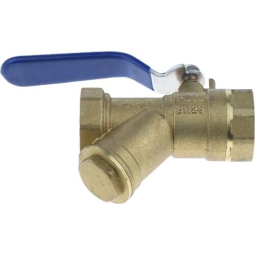 Forged Brass Ball Valve Shut Off for Water Oil Gas 1'' Female Thread Lever Handle with Strainer - DN25 Ball Valve