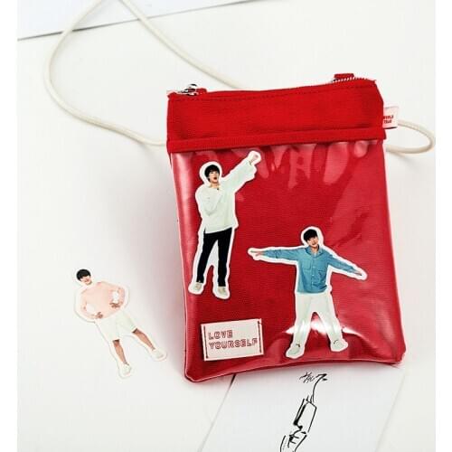 Kpop Bangtan Boys Love Yourself Red Same Minin Bag World Tour Canvas Transparent Cute Corss Bag