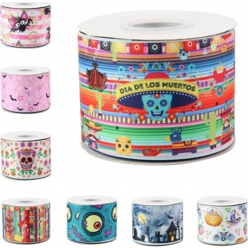 HSD Ribbon free shipping 3" 75mm heat transfer printed Denim fabric series Grosgrain Ribbon 50Yards per Roll