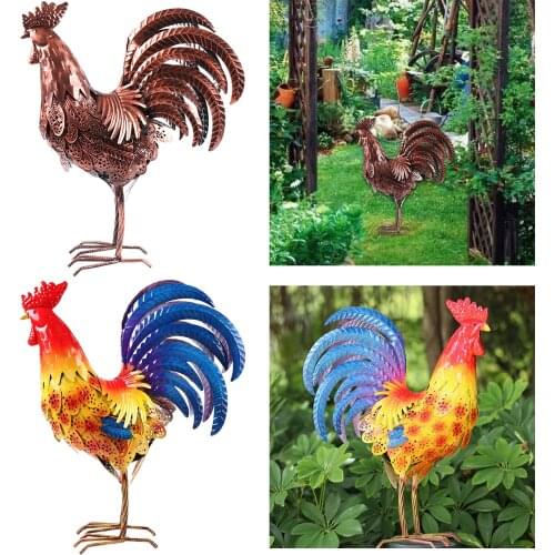 Metal Rooster Statues Outdoor Sculpture Ornament for Lawn Backyard Garden Patio Decorations
