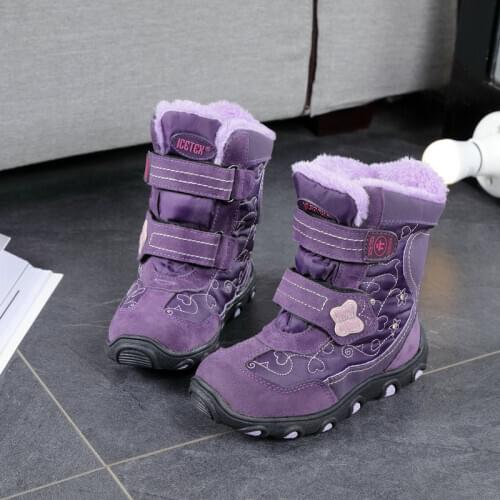 Fashion 1pair Winter Warm Snow Boots Waterproof Ski Children Boot girl Leather Kid Boot