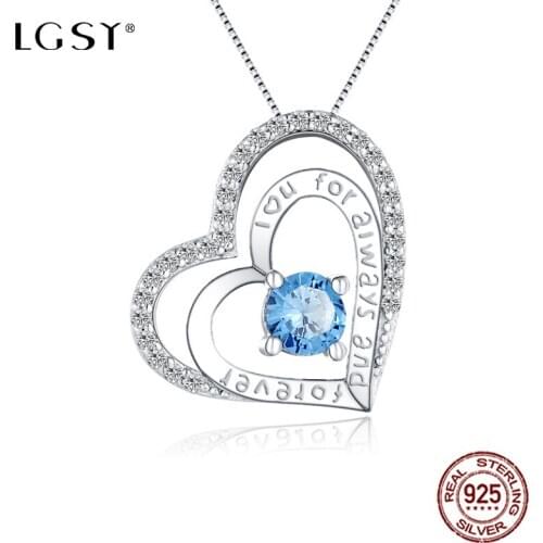 LGSY DP005 925 Sterling Silver Fashion Jewelry Heart-Shaped Pendants Romantic Silverware Necklace Fine Jewelry Crystal Pendant