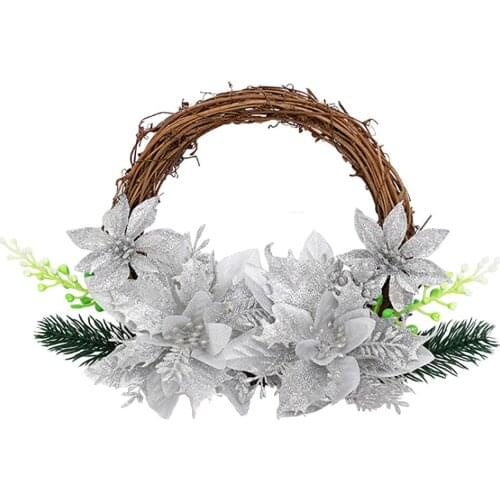 New Christmas Decorations Wreath Artificial Flower Pine Needles Multicolor Rattan Ring + Silk Cloth High Quality Garland