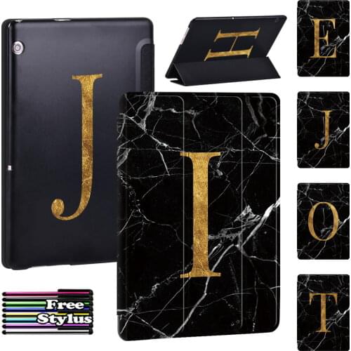 New Tablet Case for Huawei MediaPad T5 10 10.1"/MediaPad T3 10 9.6" Anti-fall PU Leather Folding Stand Tri-fold Cover Case + Pen