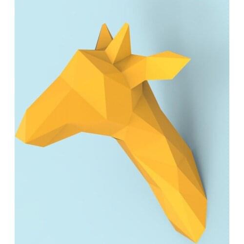 40CM High Giraffe Head 3D Paper Model DIY Handmade Paper Sculpture Modern Art Wall Decoration Crafts for Living Room Home Decor