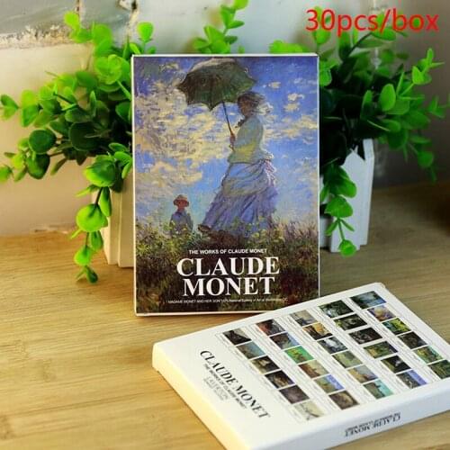 30sheets/LOT Cartoons Claude Monet Postcard vintage Paintings Greeting Card