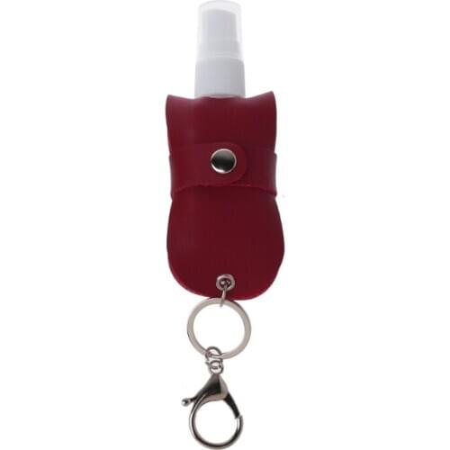 Portable 50ml Spray Bottle Travel Mister Bottle with Leather Keychain Holder 2XPB