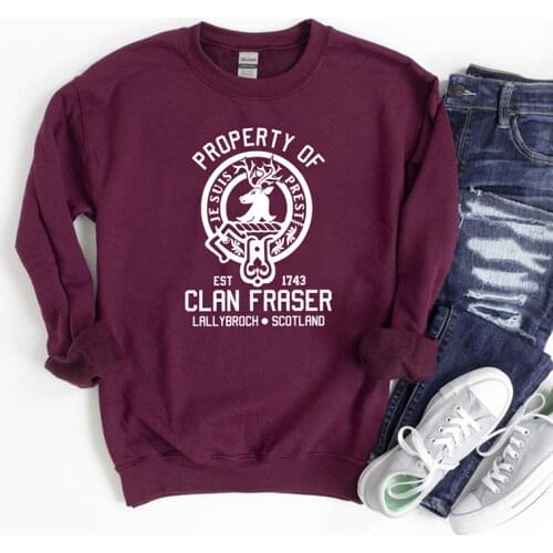 Property of Clan Foster Outlander Womens Sweatshirt Claire Jamie Fraser Outlander Tv Show Crewneck Pullovers Sassenach Outfits
