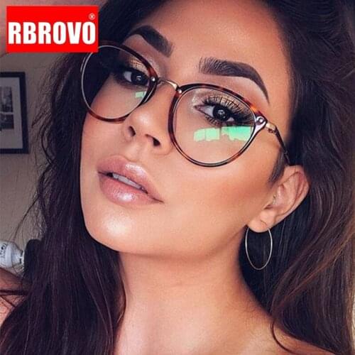 RBROVO Retro Glasses Frame Women 2021 Computer Round Glasses Frame Women Vintage Classic Luxury Eyeglasses Frame for Women/Men