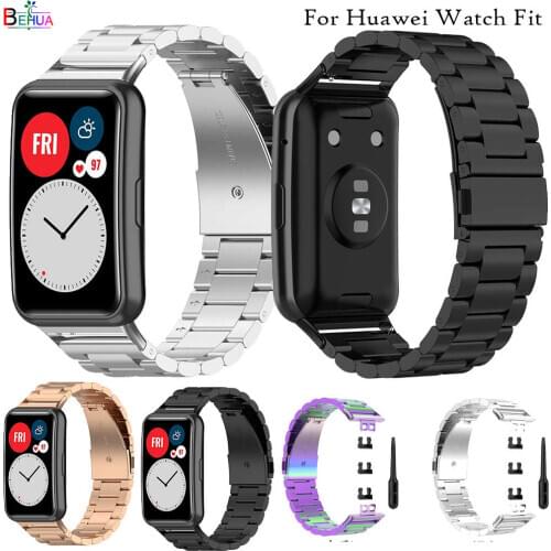 Luxury Metal Stainless Steel Watchband For Huawei Watch Fit Original strap Wristband Replacement band Bracelet high quality belt