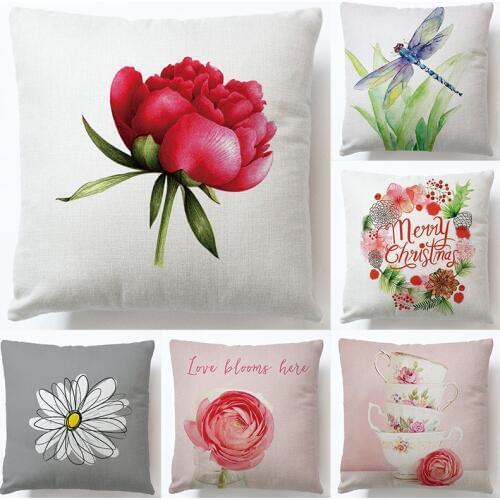 RUBYLOVE Customized Pillow Sleeve, Fresh Flowers, Cartoon, Fresh Words, Pillow Sofa, Car Cushion Sleeve