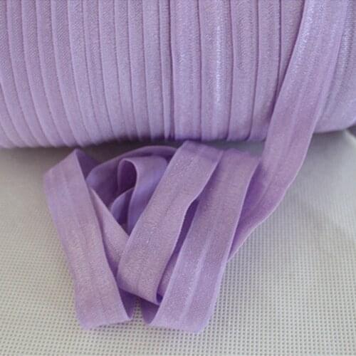 90 colors Free shipping solid color fold over elastic ribbon roll 430 lavender 50 yards/color/roll for garment accessories